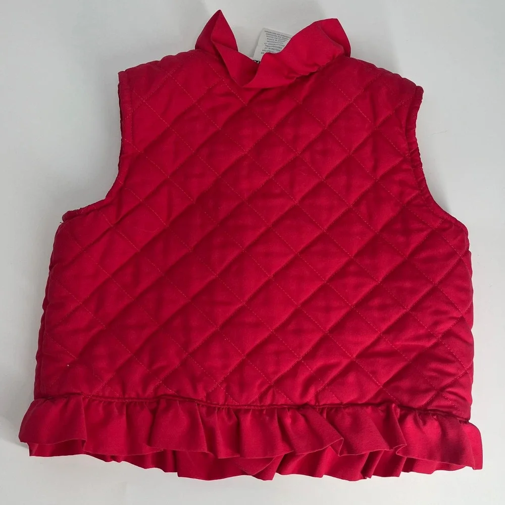 Babyworks‎ Red Quilted Butterfly Flower Ruffle Vest Toddler Size 12 Months